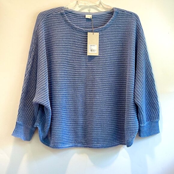 POETRY Horizontal Rib Stitch Knit 100% Heavy Linen Sweater NWT - Picture 6 of 12